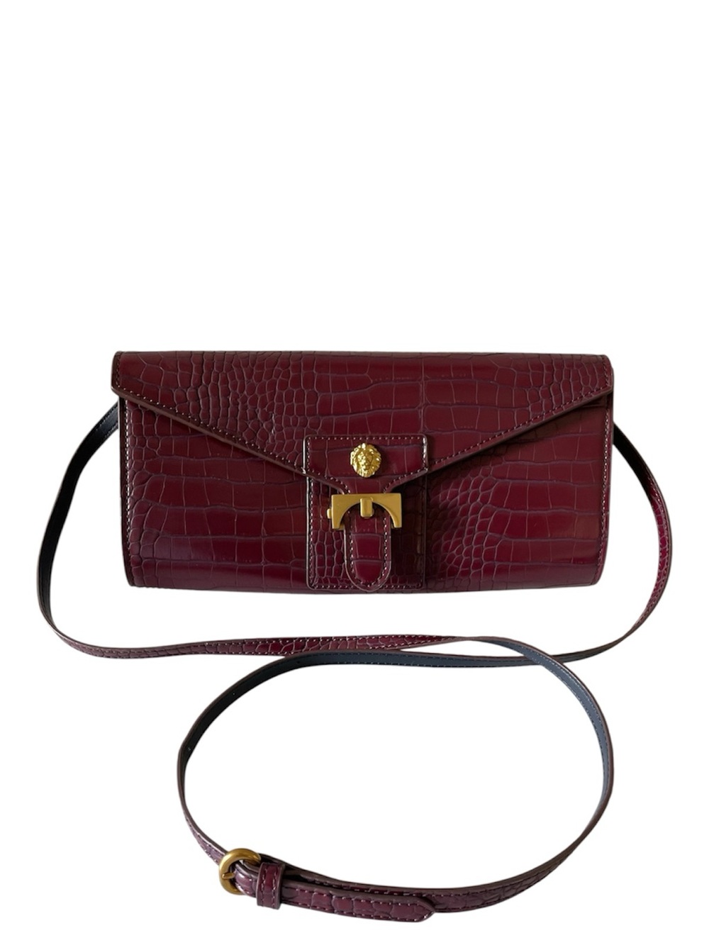 Vintage Anne Klein Burgundy Croc Embossed Shoulder Bag Oxblood Purse